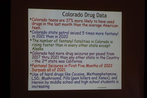 A slide from Lynn Riemer's drug presentation